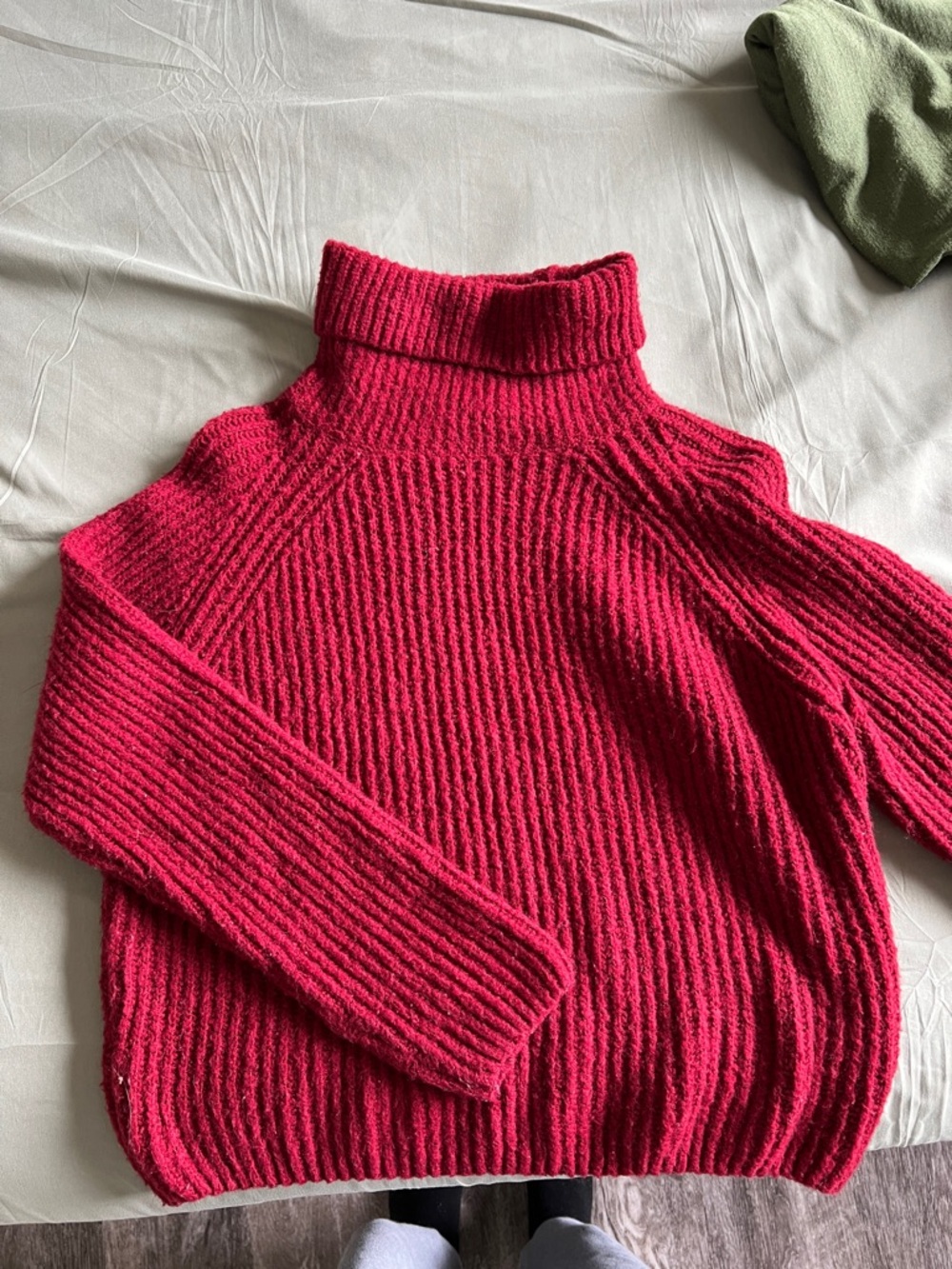 Garage Red Ribbed Turtleneck Sweater